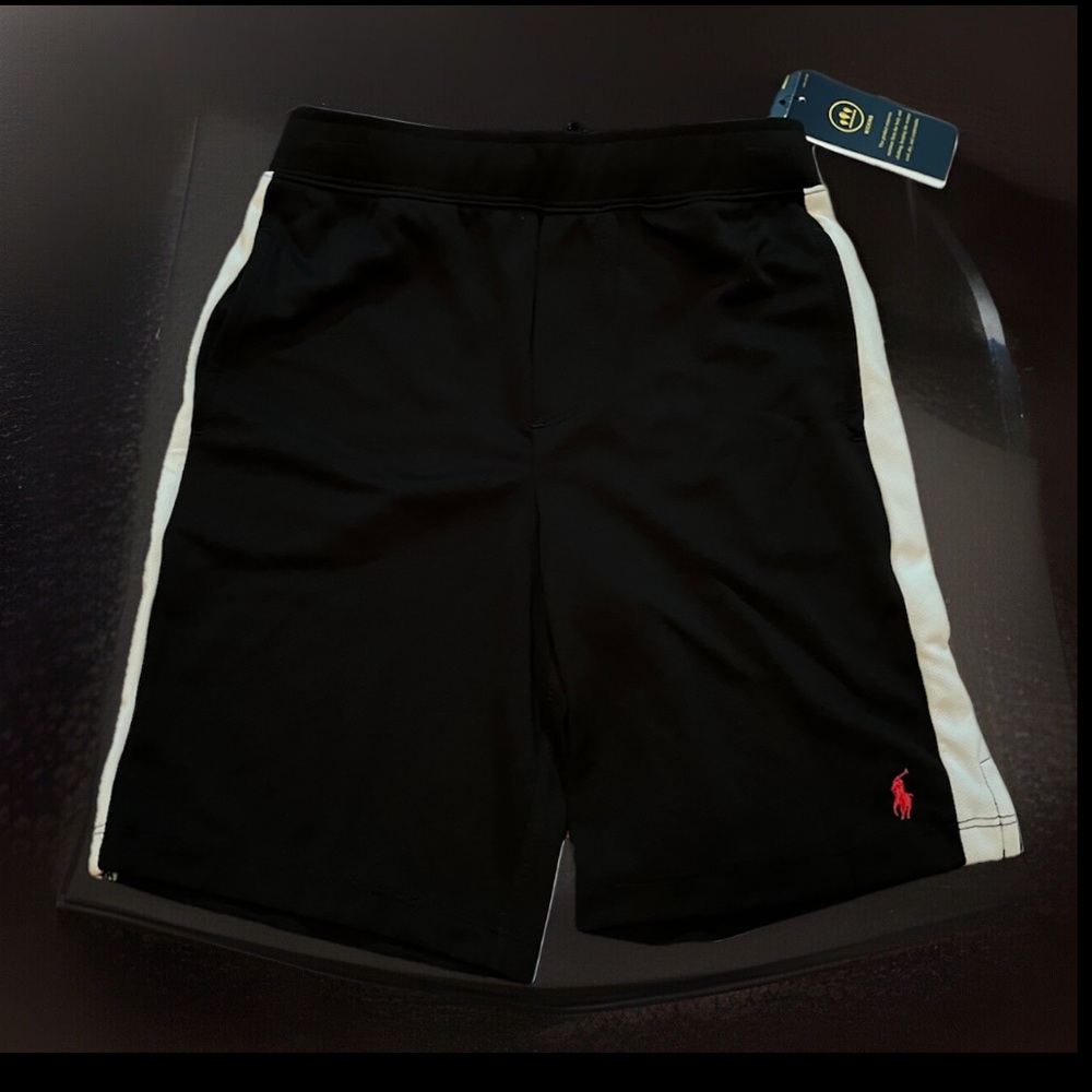 Polo Ralph Lauren Boys Performance Shorts Athletic Wear Black Sz7 Wicking